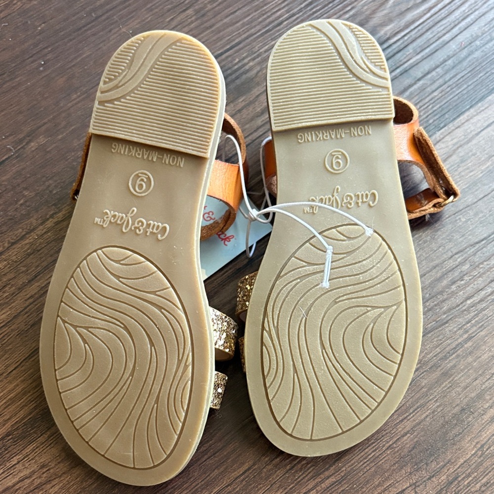 Cat & Jack Glittery Gold and Brown Kids Sandals - Picture 4 of 8